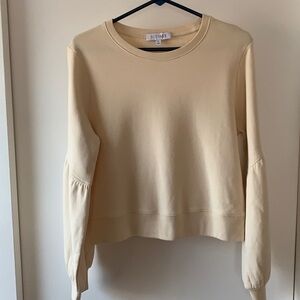 INTERMIX Cotton Terry Cropped Puff Sleeve Sweatshirt XL